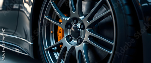 close up of a black car tire