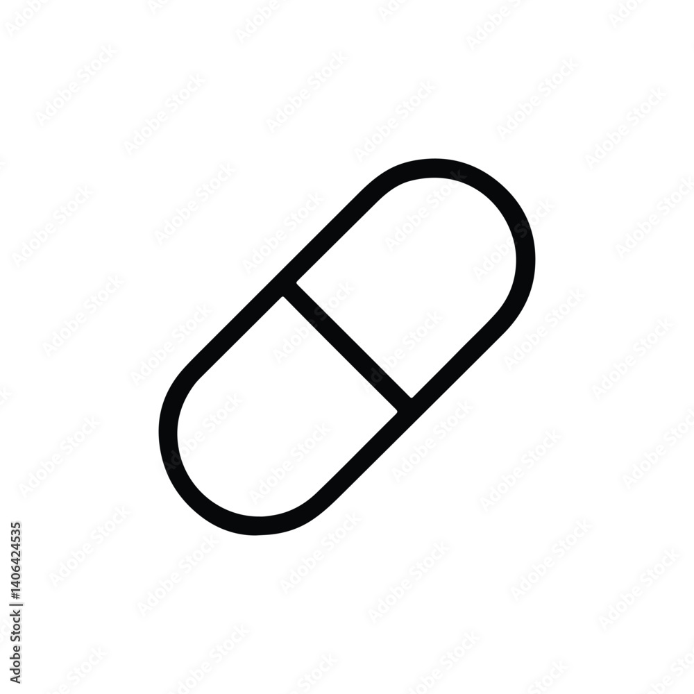 Pill or capsule line icon. drug line icon. medicine line symbol vector on white background Pill or capsule line icon. drug line icon. medicine line symbol vector on white background
