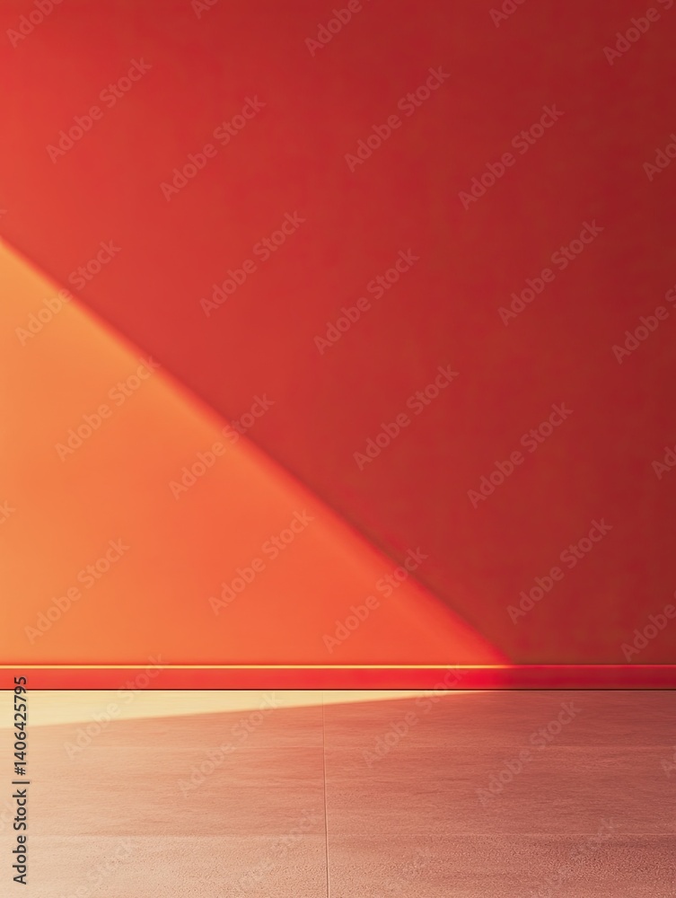 Obraz premium Abstract Minimalist Orange Wall with Sunlight Shadow