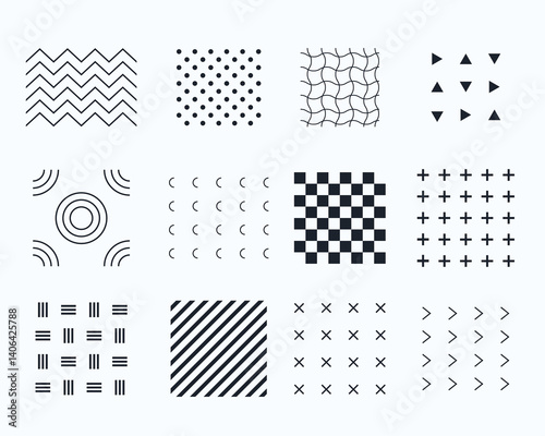 Collection of geometric patterns and textures.