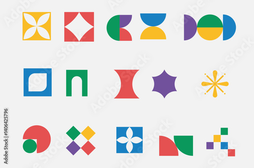 Colorful geometric shapes for logos or branding.