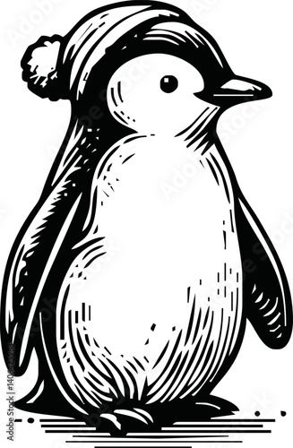 Line art of penguin cartoon vector. penguin coloring book.