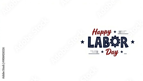 Happy Labor Day 1st September design with bold tool-themed typography on a white background, ideal for banners, flyers, and templates with copy space included