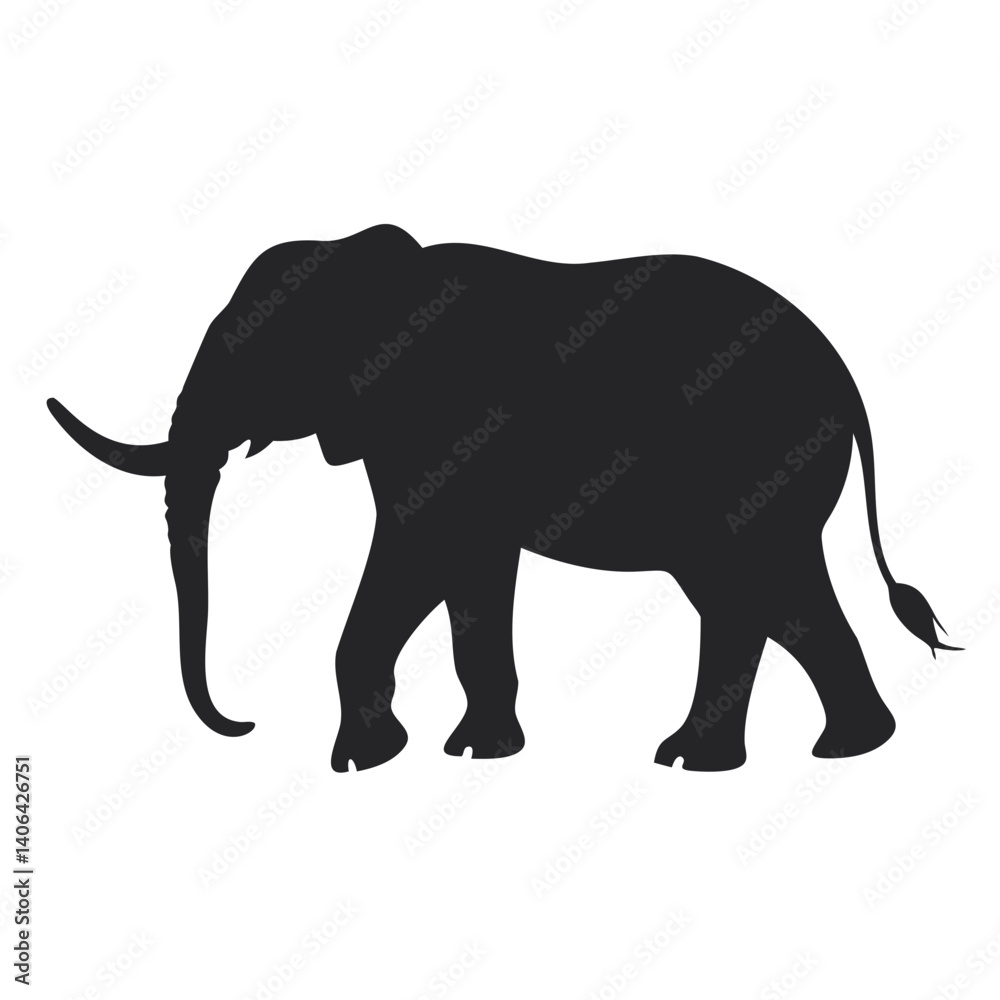 Fototapeta premium Simple and Elegant Elephant Silhouette Vector Art on a Transparent Background