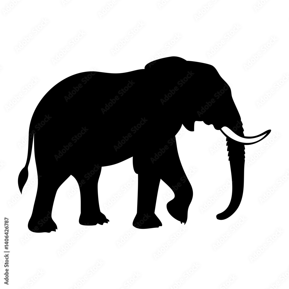 Fototapeta premium Simple and Elegant Elephant Silhouette Vector Art on a Transparent Background