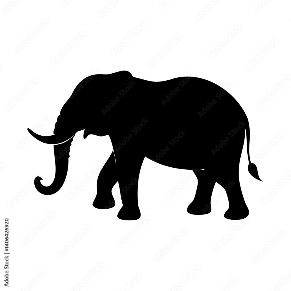 Fototapeta premium Elephant vector black silhouette isolated on transparent background