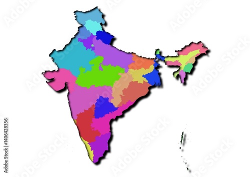 High-resolution illustration of the map of India, showcasing the complete geographical shape of the country