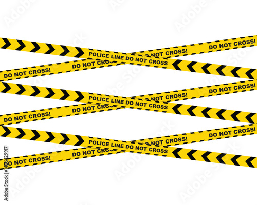 Wallpaper Mural Warning tapes lines for restriction of criminal accident zones. Black and yellow police stripe border. Barrier borders for crime places, attention sites or construction works on white background Torontodigital.ca
