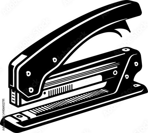 Staple gun, black isolated silhouette