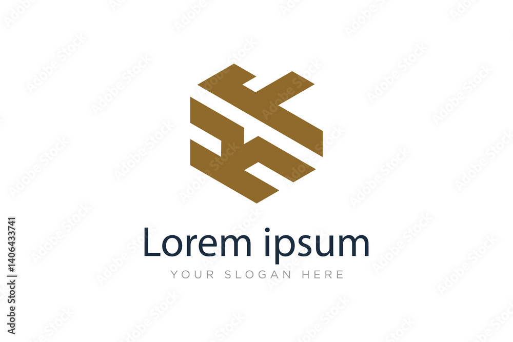 Fototapeta premium Initial KF Logo Polygon Shape Letter logo Design white background