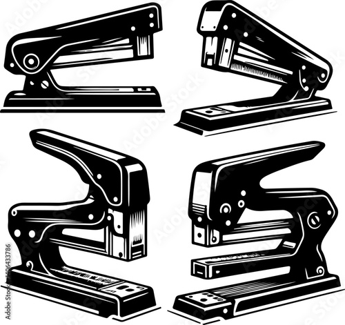 Staple gun, black isolated silhouette
