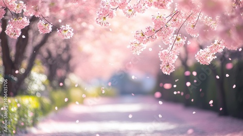 Wallpaper Mural Delicate pink blossoms form a beautiful arch along a tranquil pathway Torontodigital.ca
