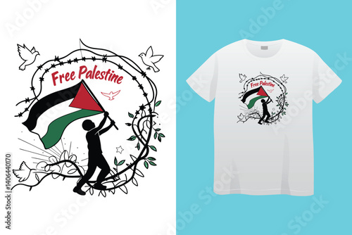 Palestine design vector, Save Palestine illustration for banner, t-shirt, poster, sticker, badges, social media design. Hand-Drawn Lettering Phrase, Calligraphy Graphic Typography.