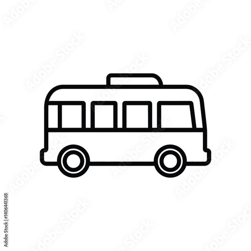 Classic Bus Icon Isolated with Transparent Background Outline Style Design