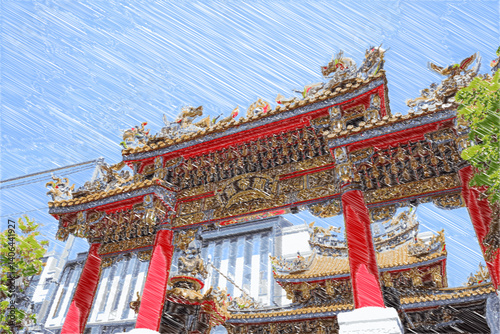 三国志の英雄で商売の神様、関羽を祀った、横浜中華街のシンボル、関帝廟
