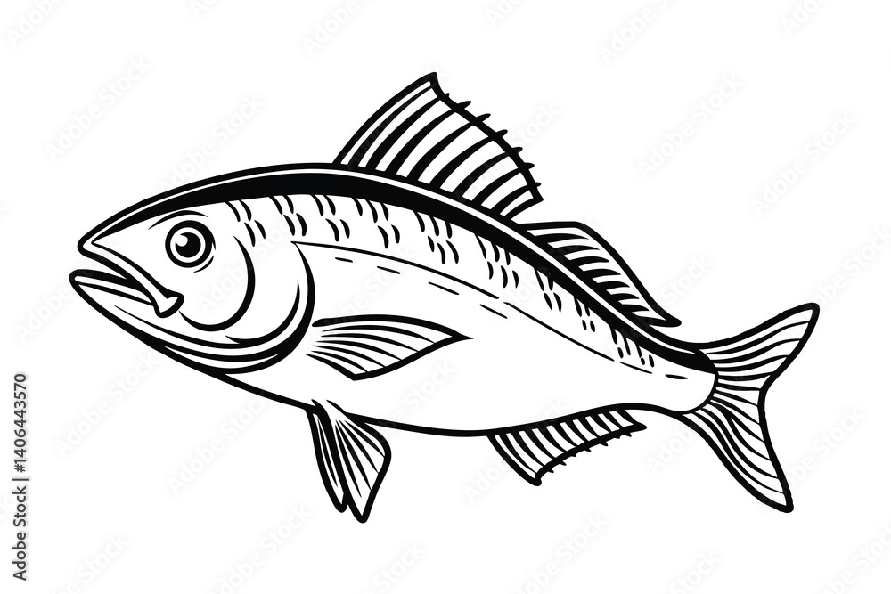 Fototapeta premium Fish vector silhouette on a white background