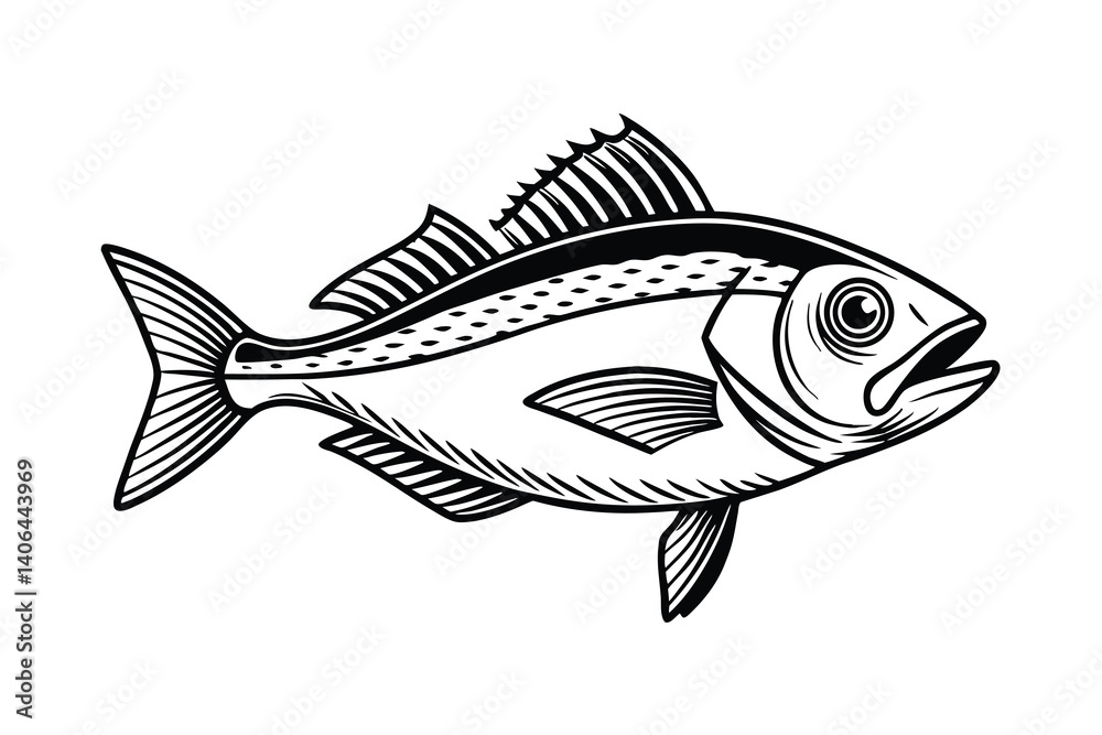 Obraz premium Fish vector silhouette on a white background