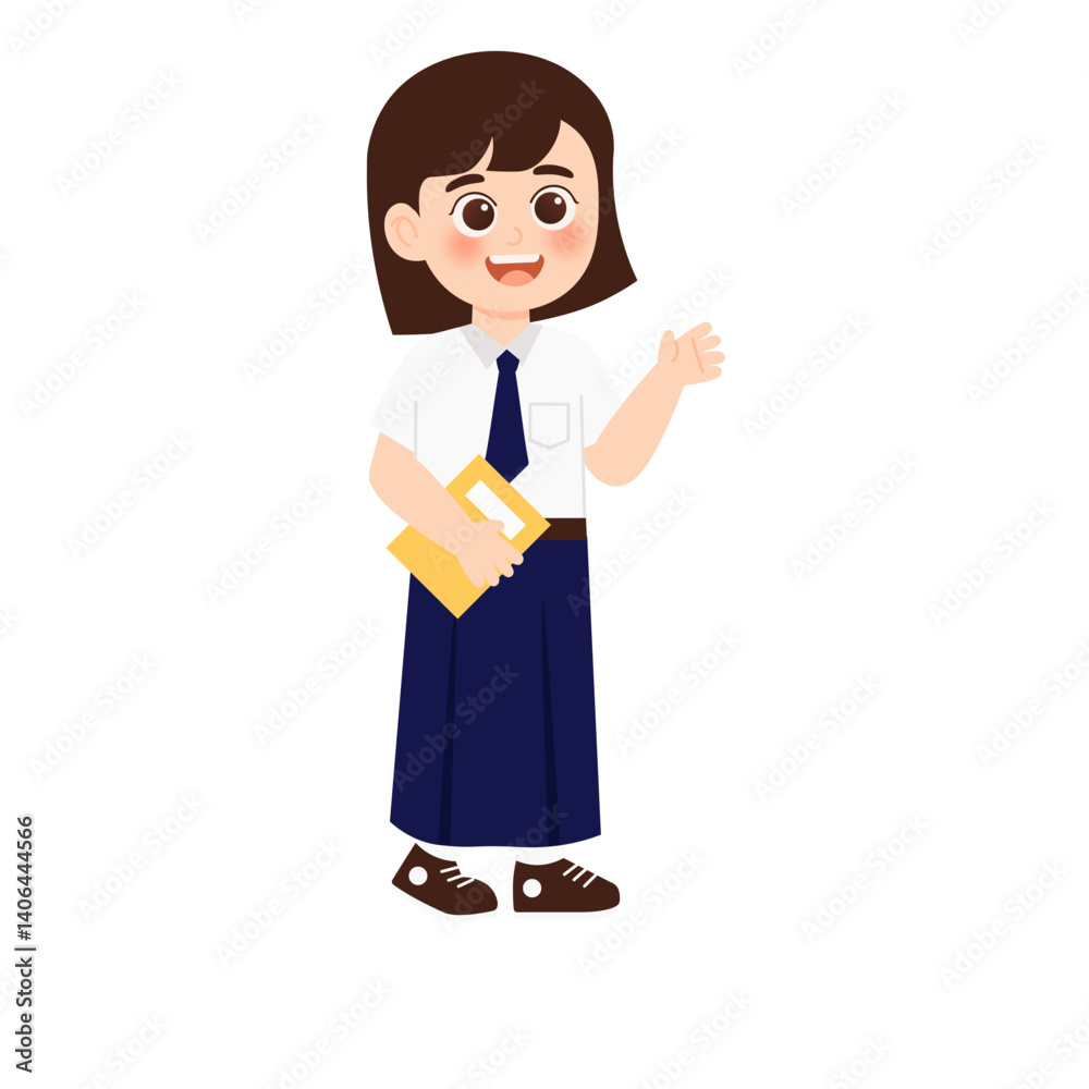 Classroom School Activity 2 Girl in Uniform Holding a Book Classroom School Activity 2 Girl in Uniform Holding a Book