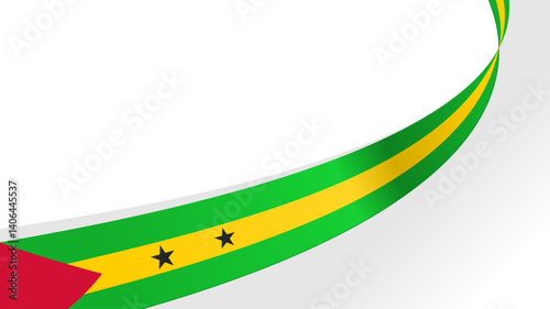 waving Sao Tome and Principe flag ribbon background with copy space for text. for national day
