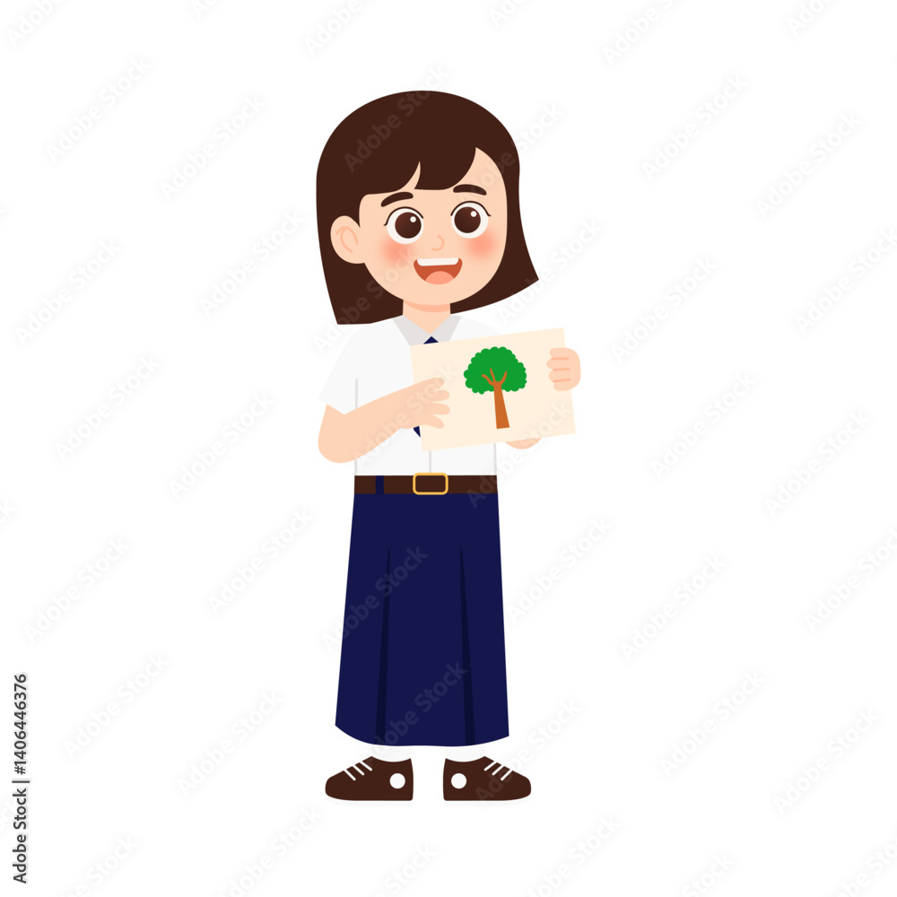 Classroom School Activity 2 Girl Holding a Tree Drawing Classroom School Activity 2 Girl Holding a Tree Drawing