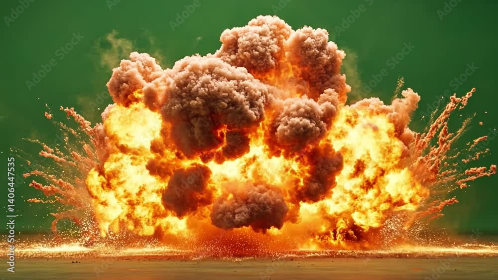 Massive Explosion: A powerful explosion with intense flames and smoke ...