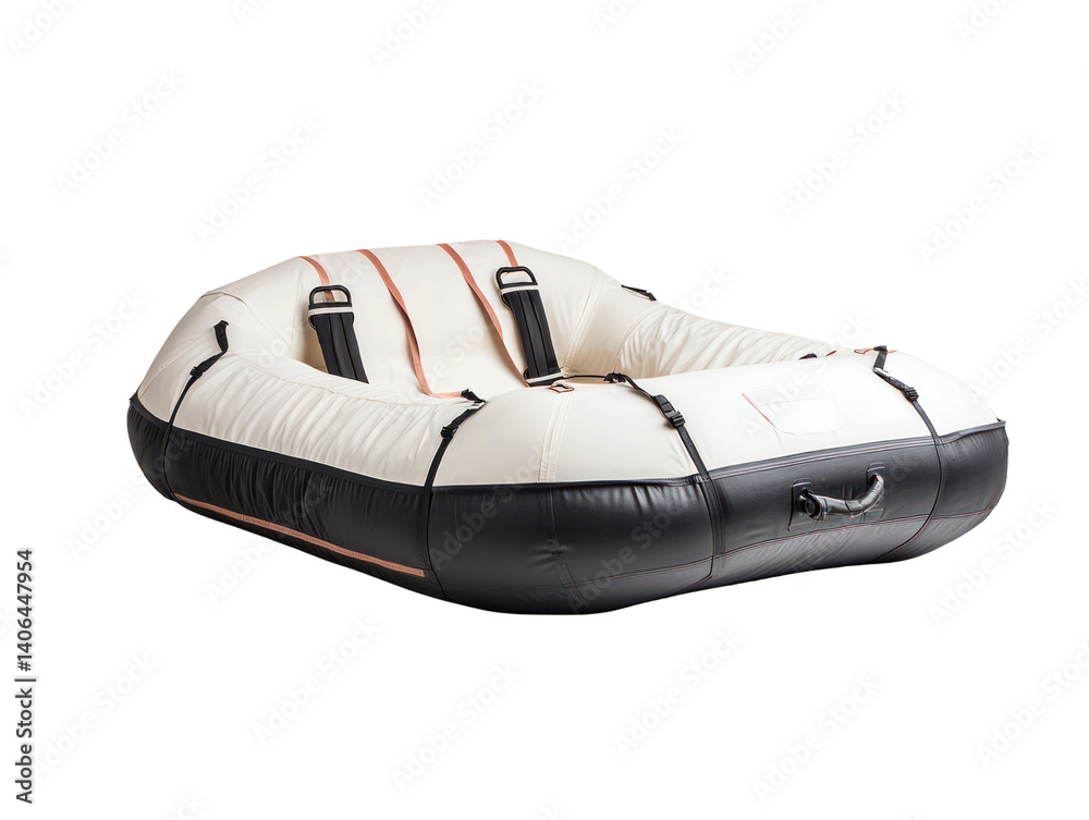 Fototapeta premium Outdoor adventure equipment inflatable raft with cutout background for creative designs