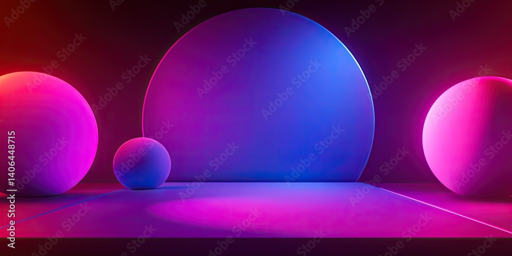 Obraz premium Pink and Blue Neon Spheres on Dark Background