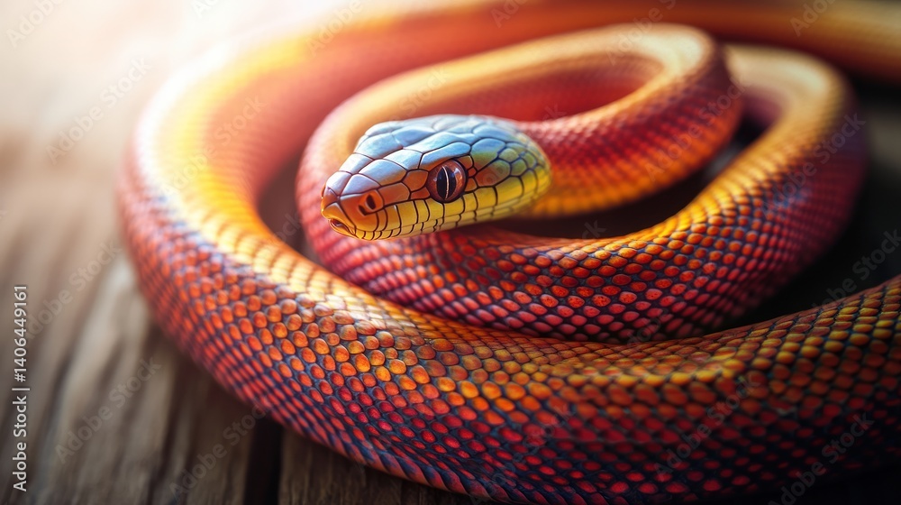 Fototapeta premium Radiant Serpent, A Colorful Portrait of an Exotic and Captivating Snake