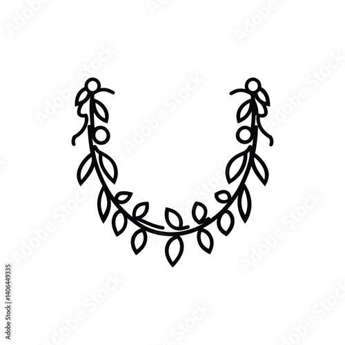 Dainty Floral Leaf Wreath with Berries, Simple Design on Transparent Background