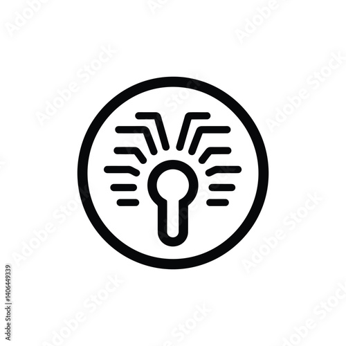 Cyber Keyhole Access Point Icon in Round Outline, Transparent Background