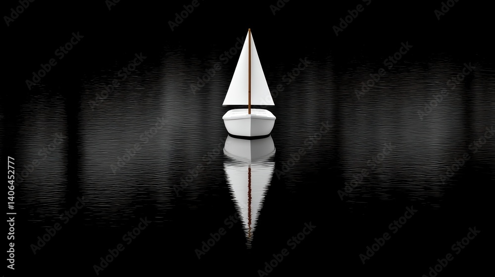 Serene white sailboat gliding across tranquil azure waters, a summer seascape white