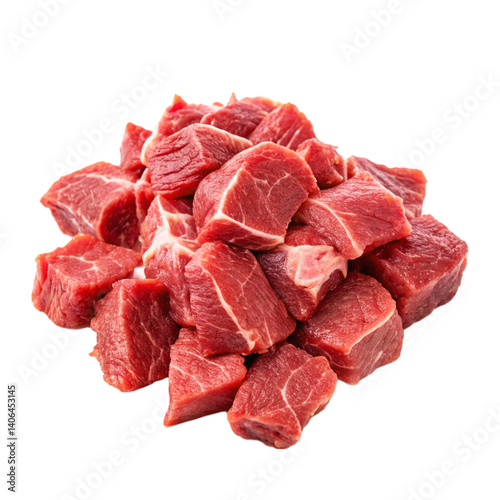raw chopped lamb fillet diced tenderloin or cubed isolated on transparent background