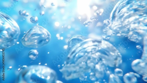 Wallpaper Mural Transparent blue water with clean bubbles and a cool, wet texture Torontodigital.ca