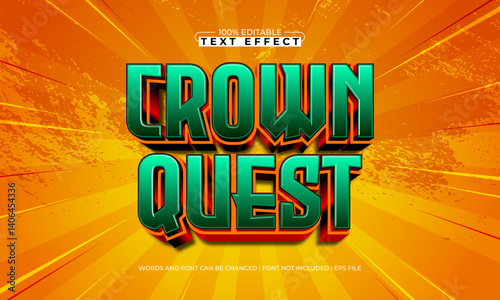 crown quest editable text effect with a crown and kingdom text style