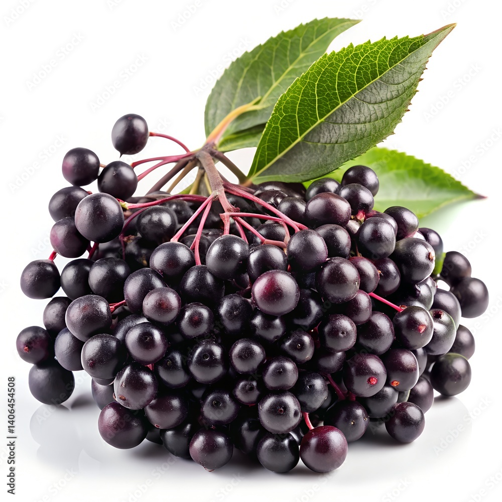 Elderberry, ultra-realistic, high detail, high resolution, isolated on pure white background Elderberry, ultra-realistic, high detail, high resolution, isolated on pure white background