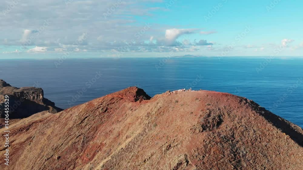 Drone shot of cliffside viewpoint in Madeira