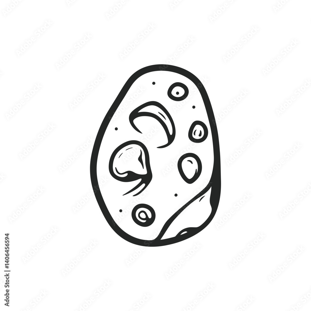 Doodle Style Hand Drawn Egg with Spots Isolated on Transparent Background Doodle Style Hand Drawn Egg with Spots Isolated on Transparent Background