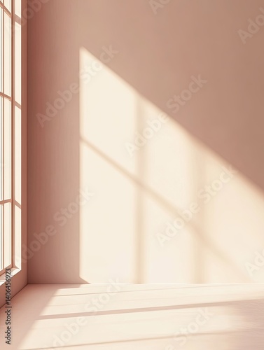 Sunlit Beige Room Interior with Minimalist Design