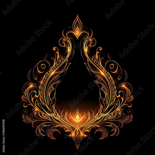 Thai pattern animation frame with flowing motion and glowing strokes.