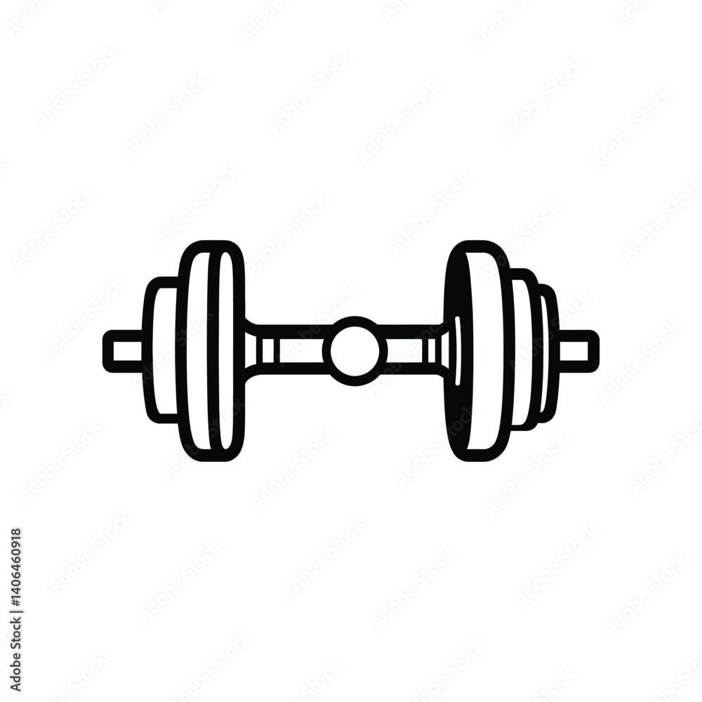 Dumbbell Outline, Black & White Fitness Equipment, Strong and Simple, Transparent BG Dumbbell Outline, Black & White Fitness Equipment, Strong and Simple, Transparent BG