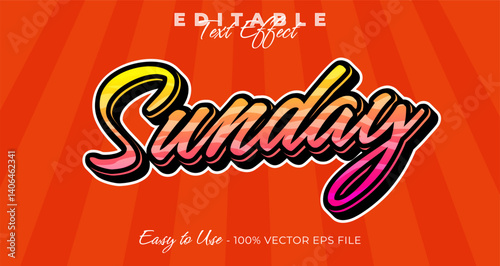 sunday 3d logo template editable text effect style