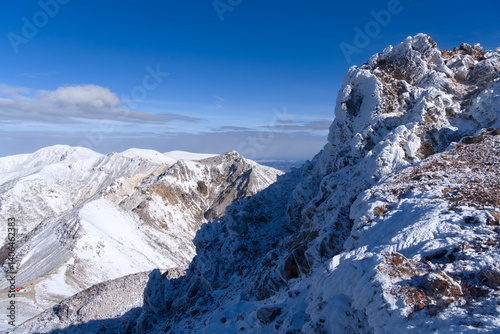 冬の那須連山、茶臼岳から望む那須連山