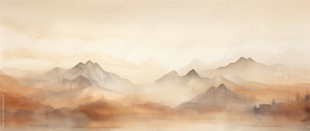 Mountain Landscape in Mist