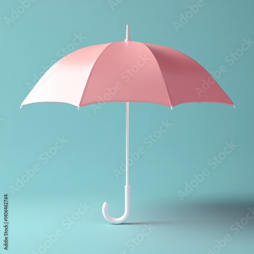 3d style pink umbrella with blue background