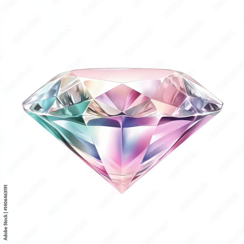 Colorful Faceted Gemstone Sparkling with Light Reflections and Refractions Colorful Faceted Gemstone Sparkling with Light Reflections and Refractions