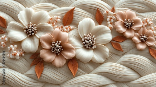 Fototapeta Naklejka Na Ścianę i Meble -  Floral embossed braid design