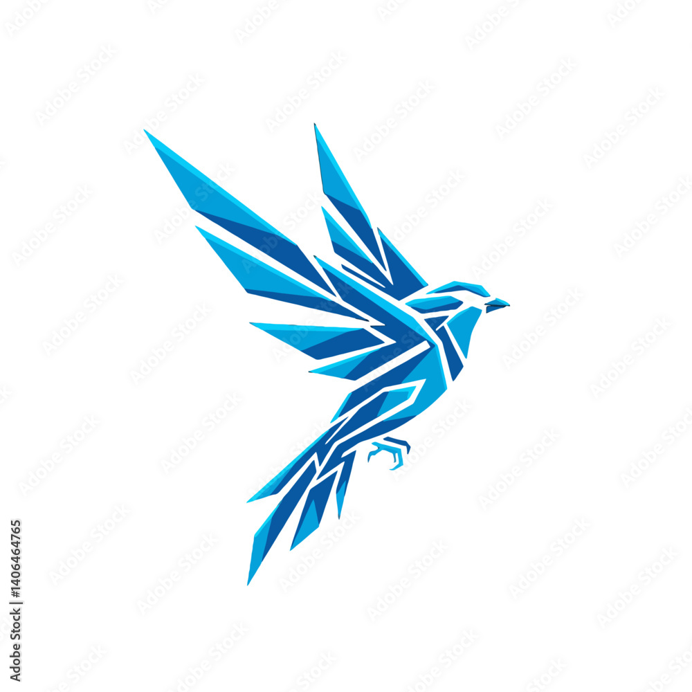 Obraz premium Blue Geometric Bird Logo Design