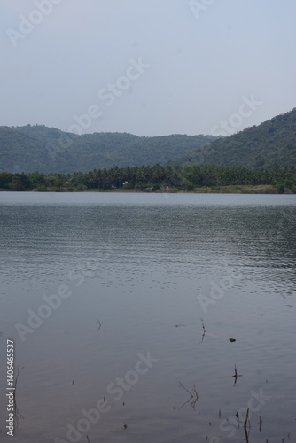 Wallpaper Mural lake mountain in cool climate water and mountain forest  with evening time landscape view Torontodigital.ca