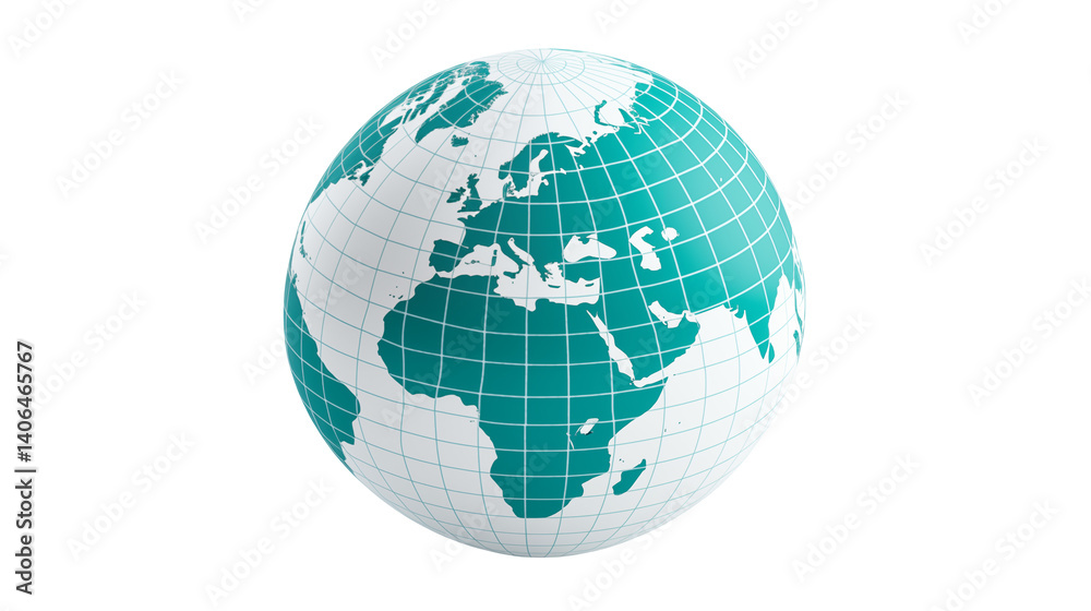 A globe with continents and lines on a transparent background A globe with continents and lines on a transparent background