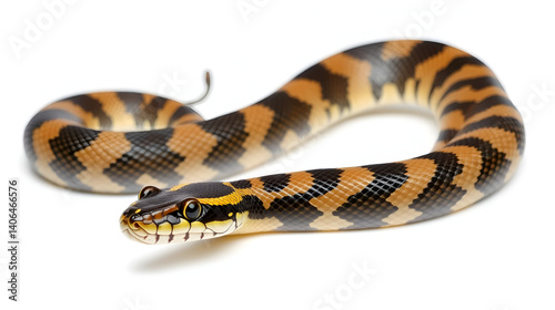 The checkered keelback (Fowlea piscator), also known commonly as the Asiatic water snake. The species is endemic to Asia. Isolated on white background photo